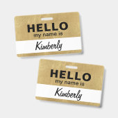 Badge Bonjour, je m'appelle - Nom de l'employé de script (Avant & arrière)