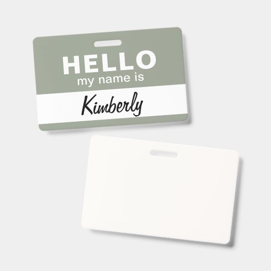 Badge Bonjour Je M'Appelle - Nom de l'employé de script  (Avant & arrière)
