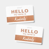 Badge Bonjour, je m'appelle - Nom de l'employé de script (Avant & arrière)