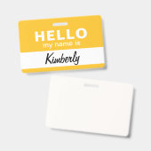 Badge Bonjour, je m'appelle - Nom de l'employé de script (Avant & arrière)