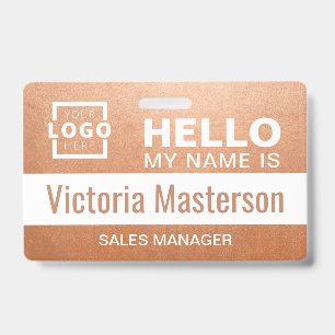 Badge Bonjour, je m'appelle - Nom d'employé d'entreprise