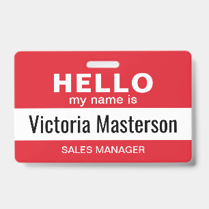 Badge Bonjour, je m'appelle - Nom d'employé d'entreprise