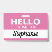 Badge Bonjour, je m'appelle - Rose - Nom de l'employé pe (Arrière)
