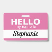 Badge Bonjour, je m'appelle - Rose - Nom de l'employé pe (Avant)