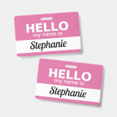 Badge Bonjour, je m'appelle - Rose - Nom de l'employé pe (Avant & arrière)
