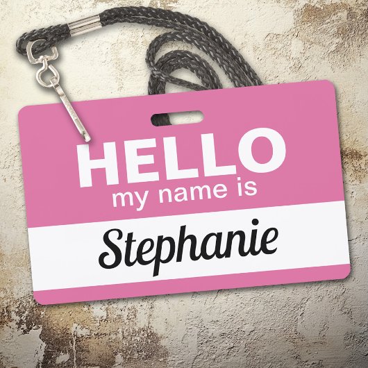 Badge Bonjour, je m'appelle - Rose - Nom de l'employé pe