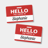 Badge Bonjour, je m'appelle - Script de nom d'employé pe (Avant & arrière)