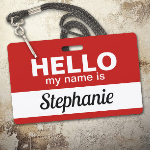 Badge Bonjour, je m'appelle - Script de nom d'employé pe