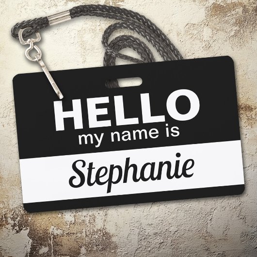 Badge Bonjour, je m'appelle Script de nom d'employé pers