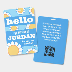 Badge Bonjour Marguerites Bleu Je M Appelle Comment Puis