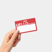 Badge Bonjour Moderne Hello My Name Is Rouge (Manuel / portable)