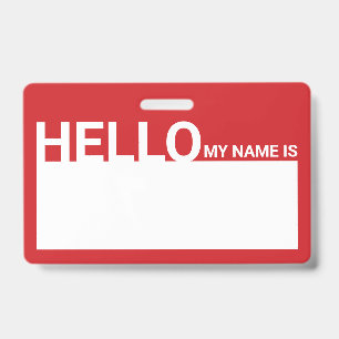 Badge Bonjour Moderne Hello My Name Is Rouge
