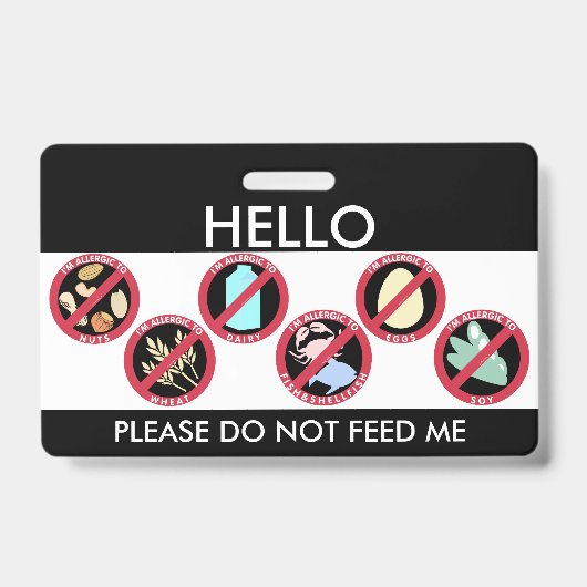 Badge Bonjour mon nom est allergique à l'allergène fait (Front)