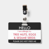 Badge Bonjour mon nom est allergique à l'allergie de (Face avec clip)