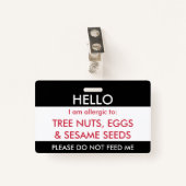 Badge Bonjour mon nom est allergique à l'allergie de (Devant avec clip)