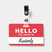 Badge Bonjour Mon Nom Est - Script Personnalisé Nom De L (Avant avec clip)