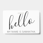 Badge Bonjour Nom Personnalisé Arête Florale (Back)