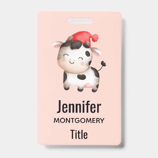 Badge Bonne vache dans un Casquette rouge mignon (Front)
