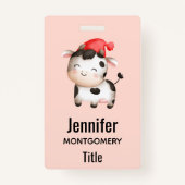 Badge Bonne vache dans un Casquette rouge mignon (Devant)