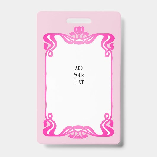 Badge Bordure Art Nouveau rose (Face)