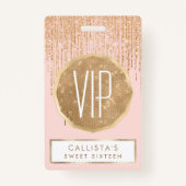 Badge Bordure de Parties scintillant brillante en or ros (Devant)