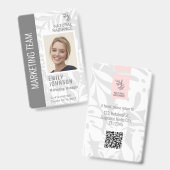 Badge Botaniques tropicales Gris Beauté Photo & Logo Per (Avant & arrière)