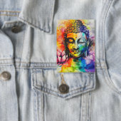 Badge Bouddha à l'aquarelle Arc-en-ciel Nom personnalisé (Insitu)