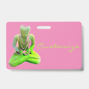 Badge Bouddha vert mousseux méditant Thunder_Cove