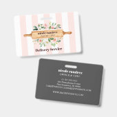 Badge Boulangerie Florale Rolling Pâtisserie rayée (Front & Back)