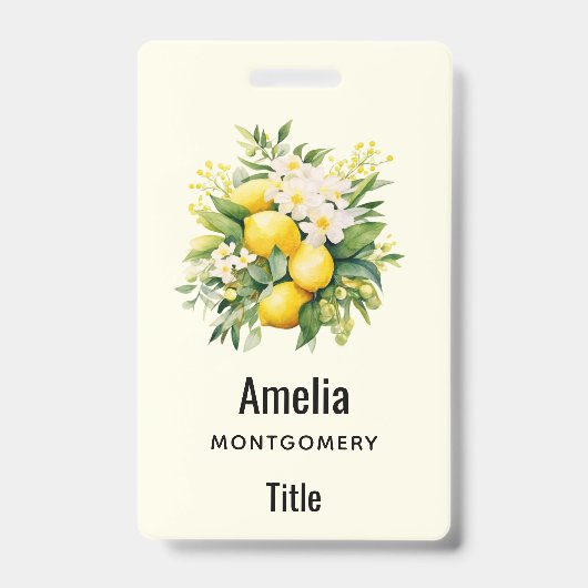 Badge Bouquet de citron avec fleurs blanches (Avant)