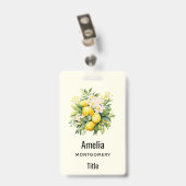 Badge Bouquet de citron avec fleurs blanches (Arrière avec clip)