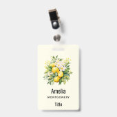 Badge Bouquet de citron avec fleurs blanches (Avant avec clip)