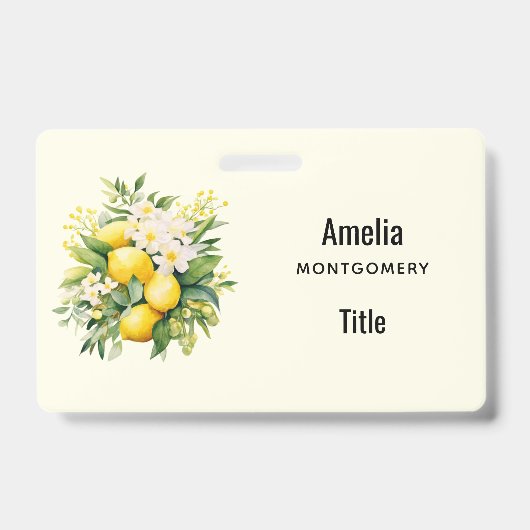 Badge Bouquet de citrons aux fleurs blanches (Avant)