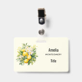 Badge Bouquet de citrons aux fleurs blanches (Avant avec clip)