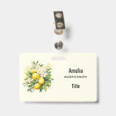Badge Bouquet de citrons aux fleurs blanches (Arrière avec clip)