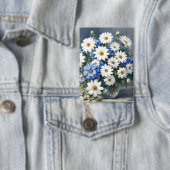 Badge Bouquet de fleurs Élégantes marguerites Aquarelle (Insitu)