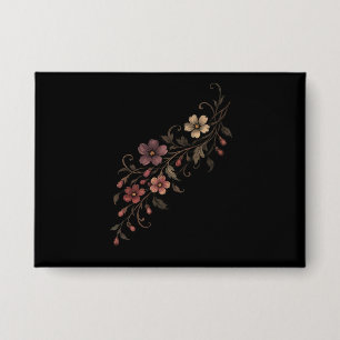Badge Bouquet de fleurs sur fond noir