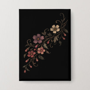Badge Bouquet de fleurs sur fond noir