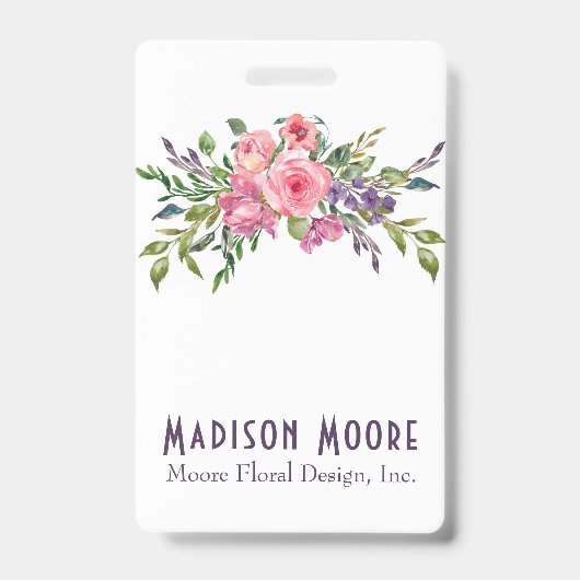 Badge Bouquet floral lavande et rose (Face)