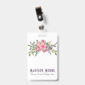 Badge Bouquet floral lavande et rose (Face avec clip)