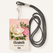 Badge Bouquet rose et rose blanche (Derrière avec lanière)