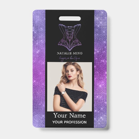 Badge Boutique de lingerie d'affaires photo de l'employé (Front)