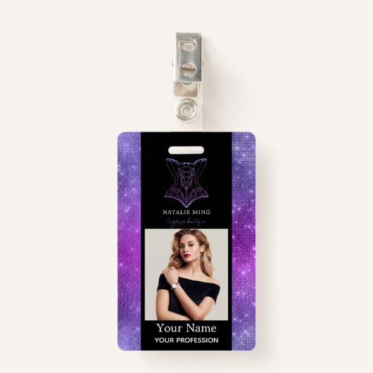 Badge Boutique de lingerie d'affaires photo de l'employé (Devant avec clip)