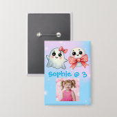 Badge Bouton Anniversaire de enfant d'Halloween Ghost (Recto/Verso)