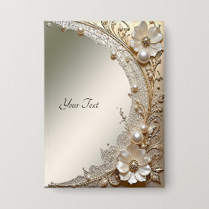 Badge Bouton de fleurs blanches modernes perles