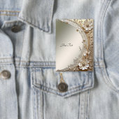 Badge Bouton de fleurs blanches modernes perles (Insitu)