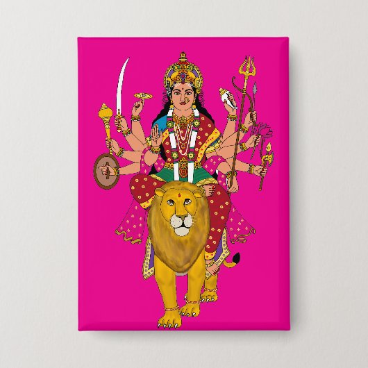 Badge Bouton de la déesse Durga – Divinité hindoue spiri (Recto)