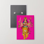 Badge Bouton de la déesse Durga – Divinité hindoue spiri (Recto/Verso)