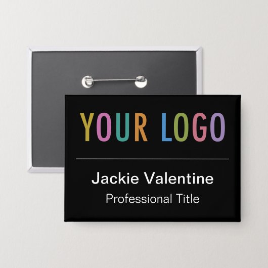 Badge Bouton de nom de l'employé avec logo (Recto/Verso)