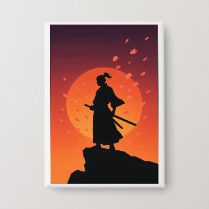 Badge Bouton de Samouraï Coucher de Soleil Minimaliste G